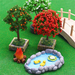 Miniature Dollhouse Garden Flower Trees Landscape Set