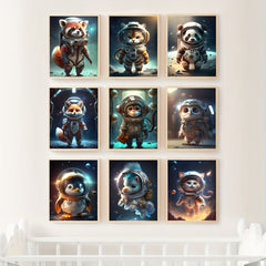 Fantasy Animal Astronaut Poster for Kids Room Decor