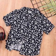 Floral Graphic Print Boys Top Short Sleeve Lapel Shirt Summer Clothes