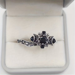 Unisex Gothic Moon Engagement Ring Set Anniversary Gift Jewelry