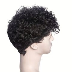 Cyberpunk Men's Short Curly Hair Wig Head Cover