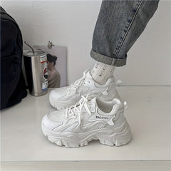 Women's Platform Chunky Sneakers Low Top Trainers Outdoor Walking Shoes