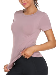 Seamless Breathable Sports Tee Round Neck Yoga Top Women's Activewear