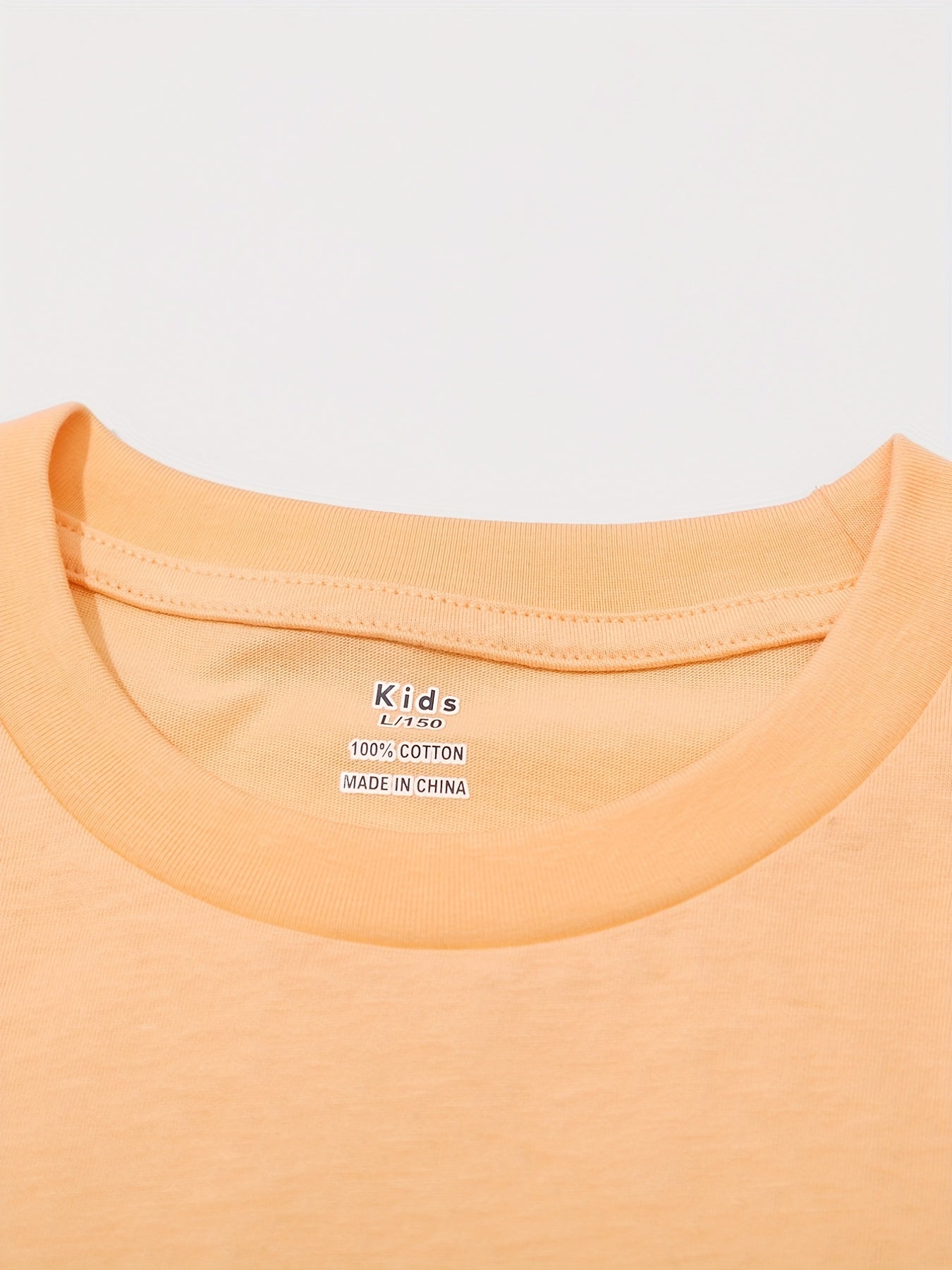 Boys Plain Cotton T Shirt Crew Neck Short Sleeve Top Summer