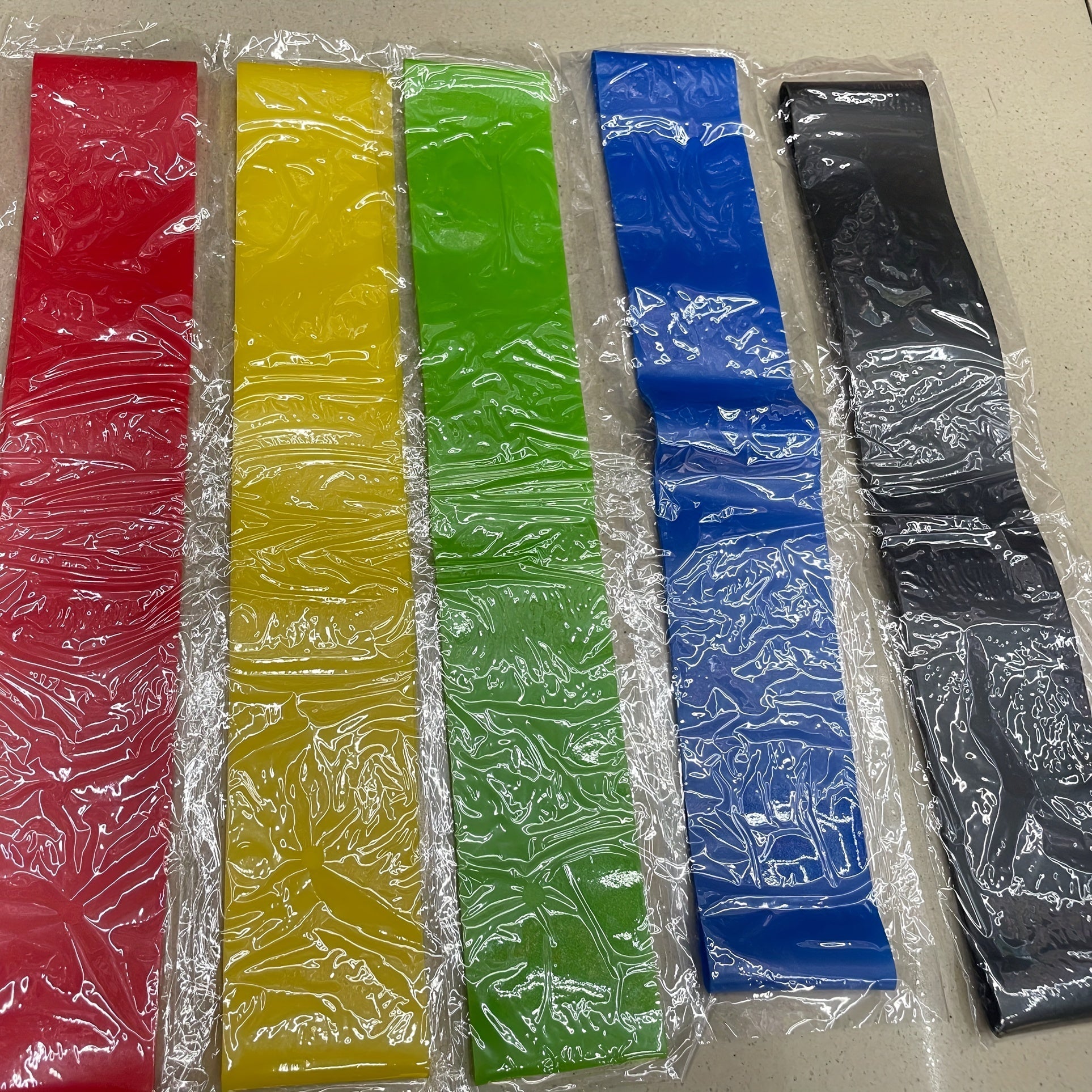 5pcs Yoga Elastic Stretching Belt With Storage Bag TPE Fitness Resistance Belt