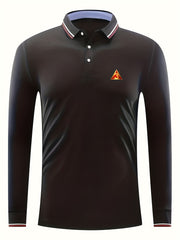 Men's Triangle Print Polo Shirt Long Sleeve