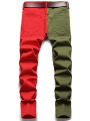 Men's Regular Fit Block Jeans Casual Street Style Stretch Denim Pants