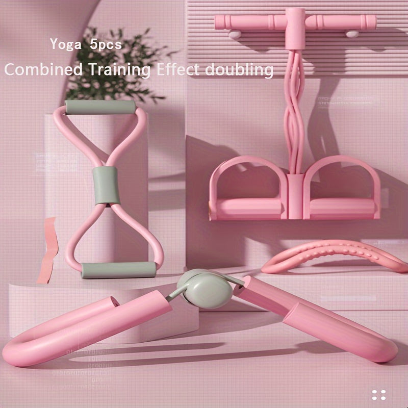 5pcs Yoga Set Leg Clip Stretching Ring Resistance Rope Puller Band