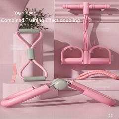 5pcs Yoga Set Leg Clip Stretching Ring Resistance Rope Puller Band
