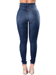 High Waist Ripped Holes Skinny Jeans Distressed Slim Fit Denim Pants