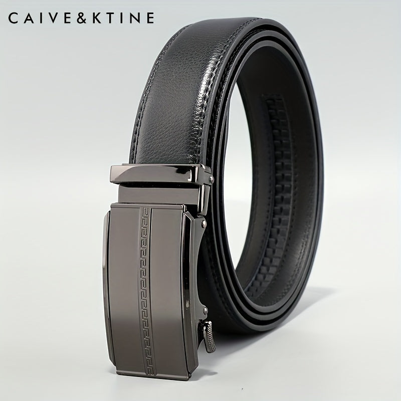 Caivektine Men's Cowhide Belt Business Casual Leather Belt