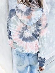 Tie Dye Kangaroo Pocket Hoodie Long Sleeve Sweatshirt Women's Clothing