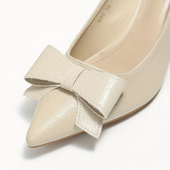 Women's Bowknot Court Pumps Pointed Toe Slip On Stiletto Heels