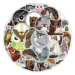 50Pcs Owl Themed Stickers for Laptops Phones Helmets & More