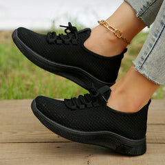 Women's Mesh Panel Sneakers Lace Up Low Round Toe Casual Shoes