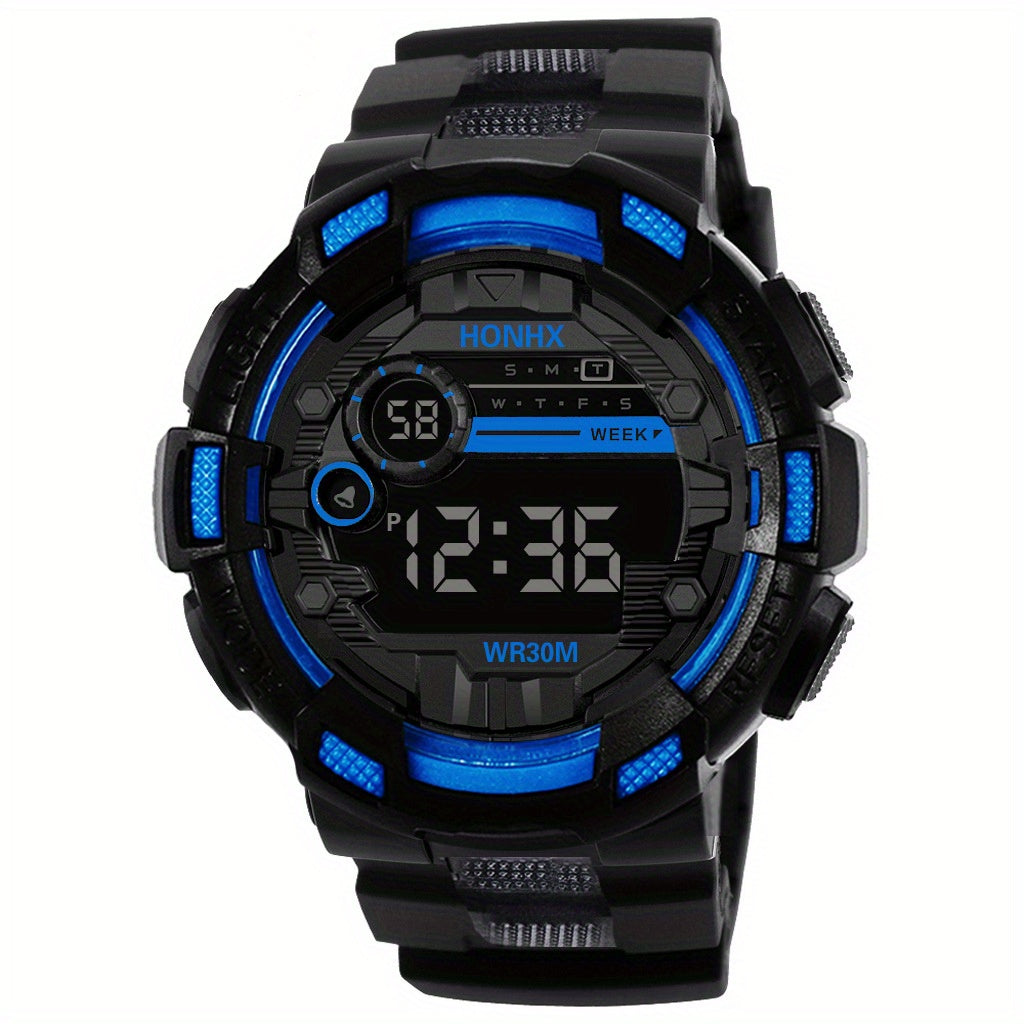 Teen Casual LED Digital Watch Silicone Band Multifunctional Electronic Gift