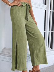 Split Wide Leg Pants Casual High Waist Summer Pants Women's Clothing