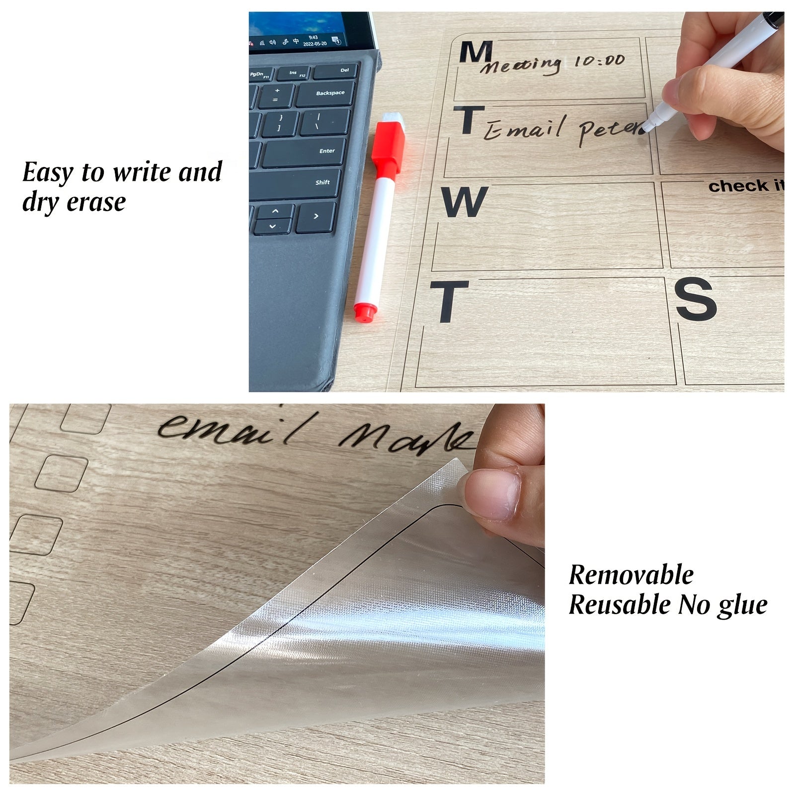 Reusable Dry Erase Memo Board Sheet - No Residue - Restickable