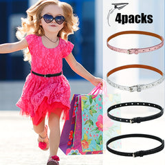 4pcs Needle Buckle Belts For Kids Back To School Gift Silver Pink Silver