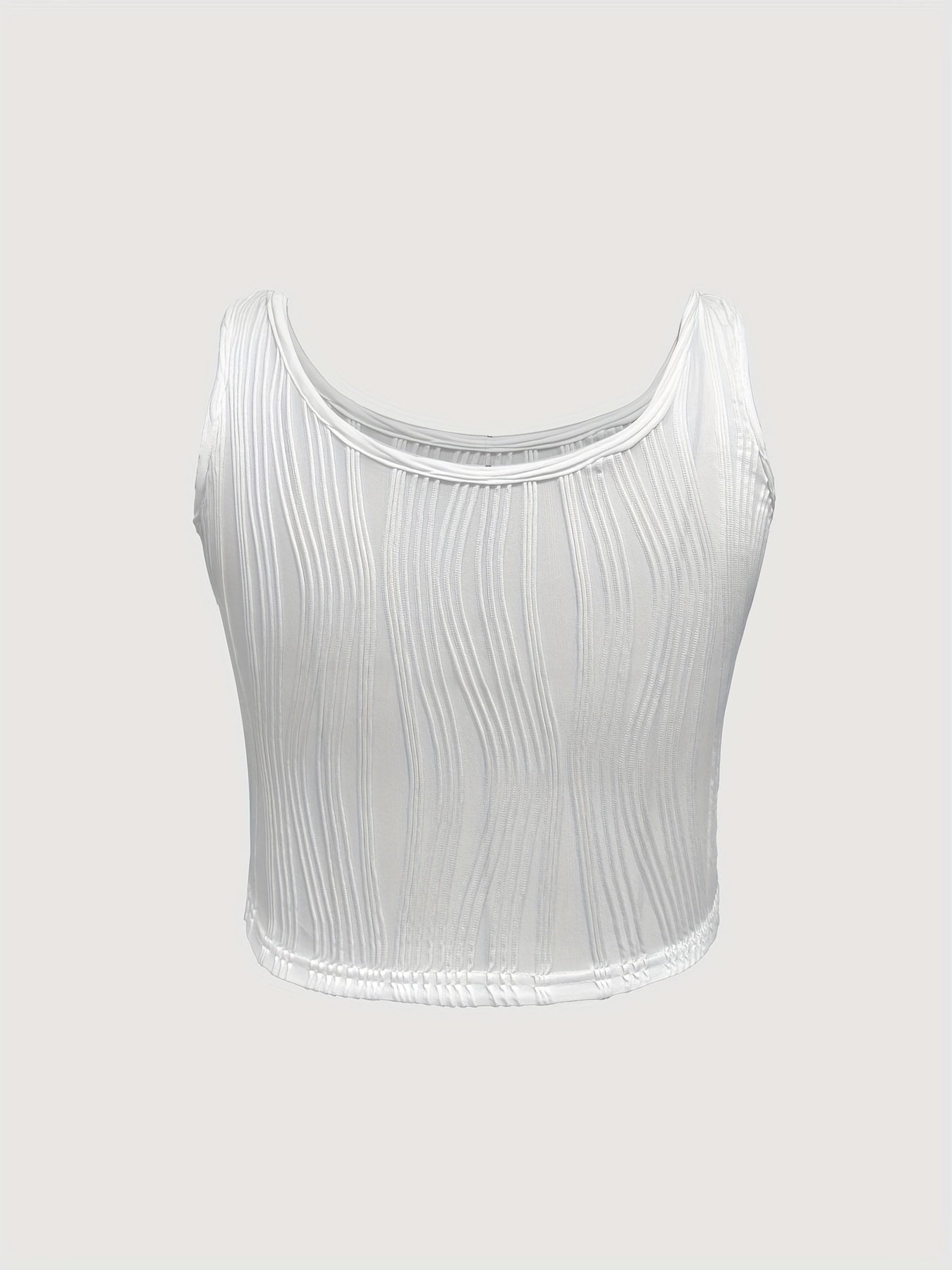 Ribbed Round Neck Tank Top Slight Stretch Slim Fit