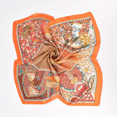 Tree Of Life Pattern Bandana Vintage Square Scarf Satin Neckerchief