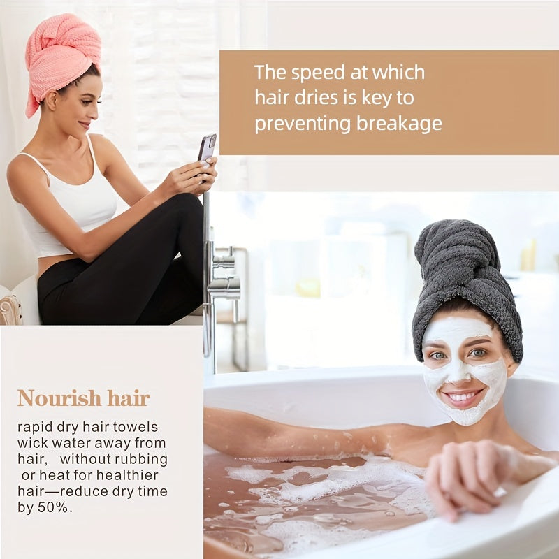 2 Large Microfiber Hair Towels Absorbent & Quick Dry Hair Drying