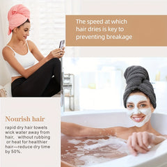 2 Large Microfiber Hair Towels Absorbent & Quick Dry Hair Drying
