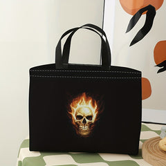 Halloween Flame Skull Insulated Lunch Bag - Large Capacity Waterproof