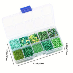 10 Grids Seed Bead Glitter Faux Pearl DIY Jewelry Material Pack