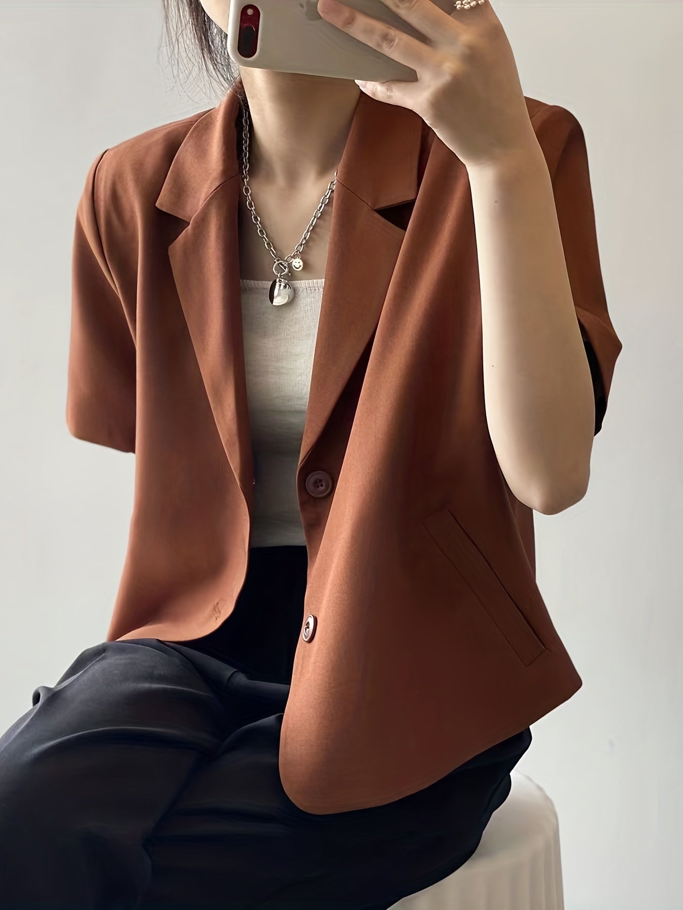 Stylish Short Sleeve Work Blazer