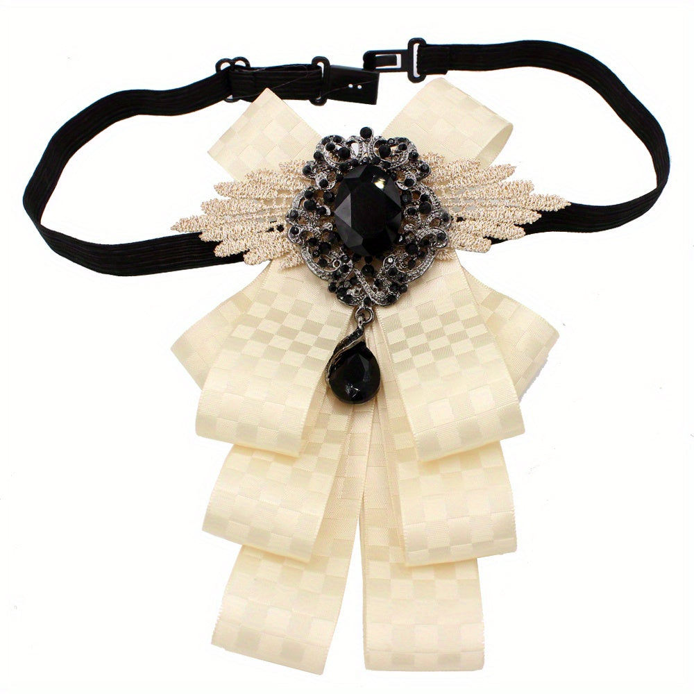 Classic Crystal Bow Tie Lace Wings Plaid Pattern Bowknot Pre tied Neckties