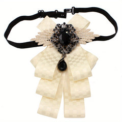 Classic Crystal Bow Tie Lace Wings Plaid Pattern Bowknot Pre tied Neckties