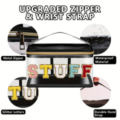 Chenille Letter Clear Makeup Bag Glitter Cosmetic Handbag