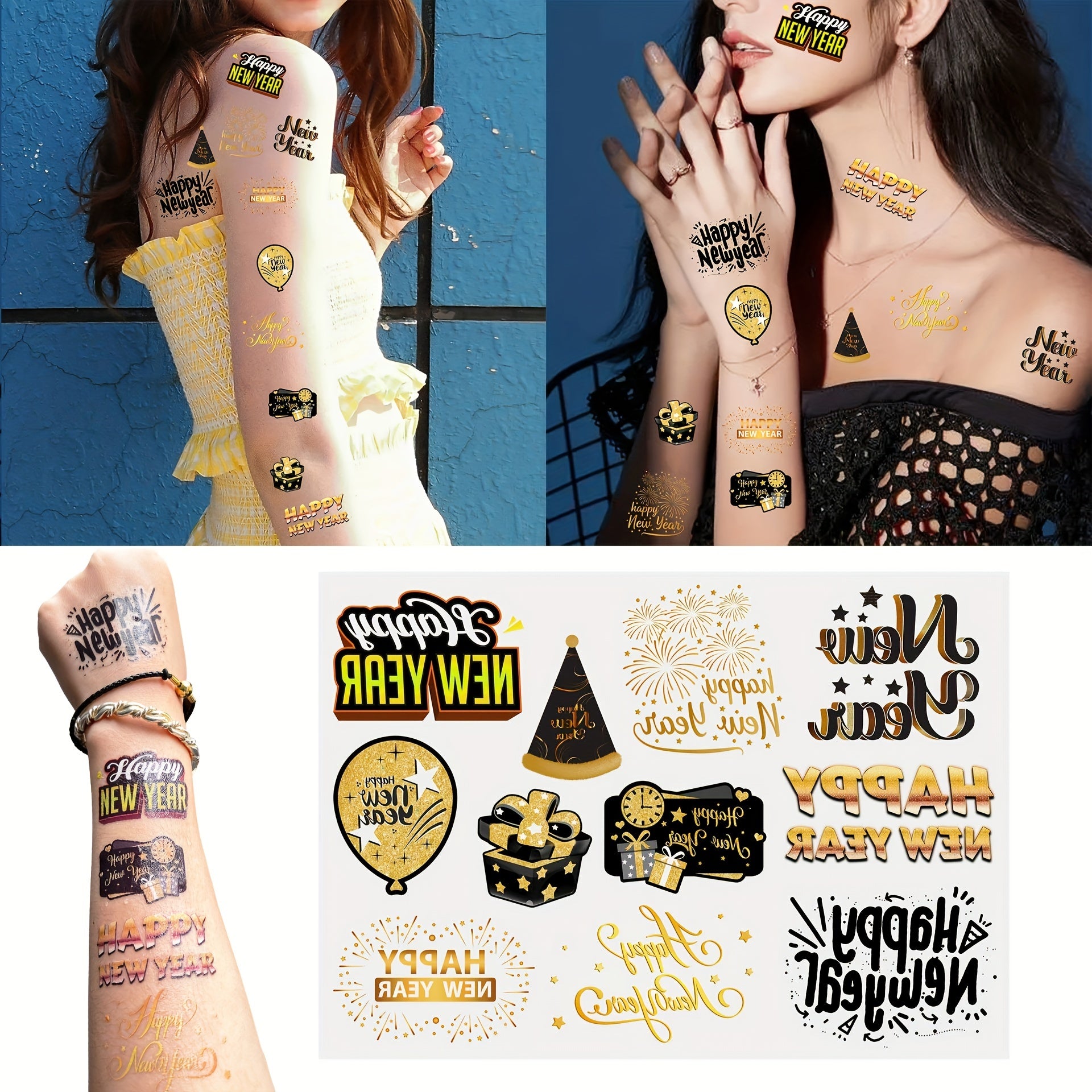 1pc Year Sticker Waterproof Tattoo Glitter Decoration