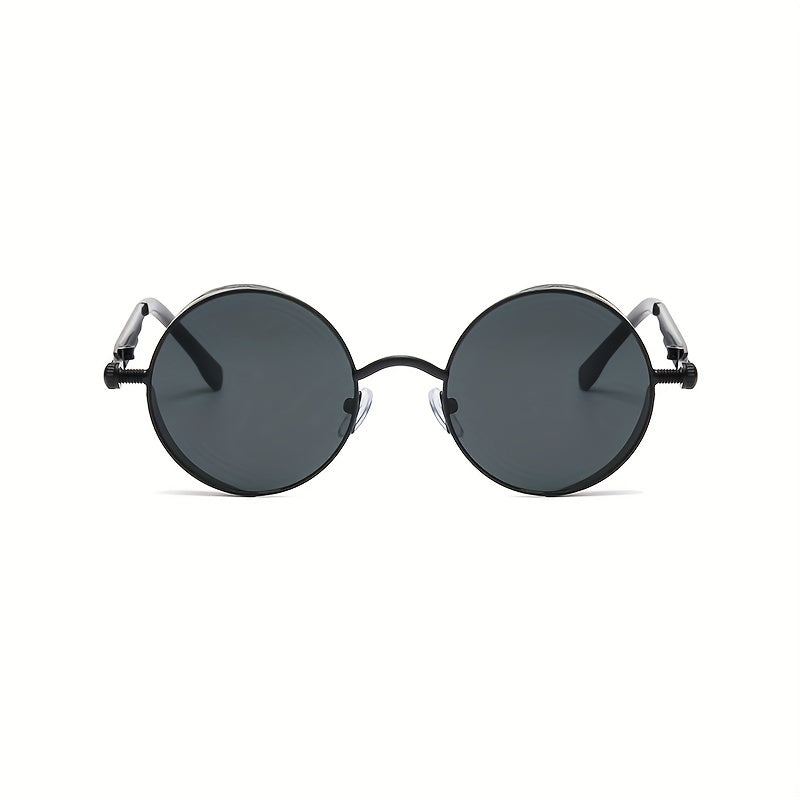 European American Round Frame Sunglasses Metal Spring Foot Retro Steampunk