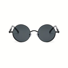 European American Round Frame Sunglasses Metal Spring Foot Retro Steampunk