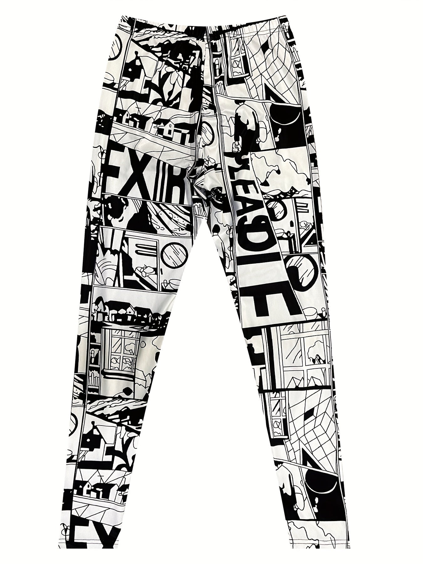 Japanese Anime Print Leggings High Waist Casual Pants for Women