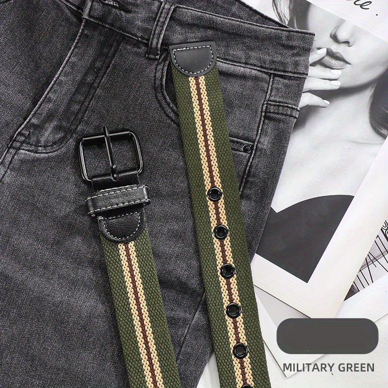 Canvas Belt Men's Decorative Jeans Punching Belt for Young Students
