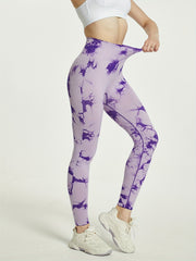 Purple Tie Dye Yoga Pants High Waisted Activewear
