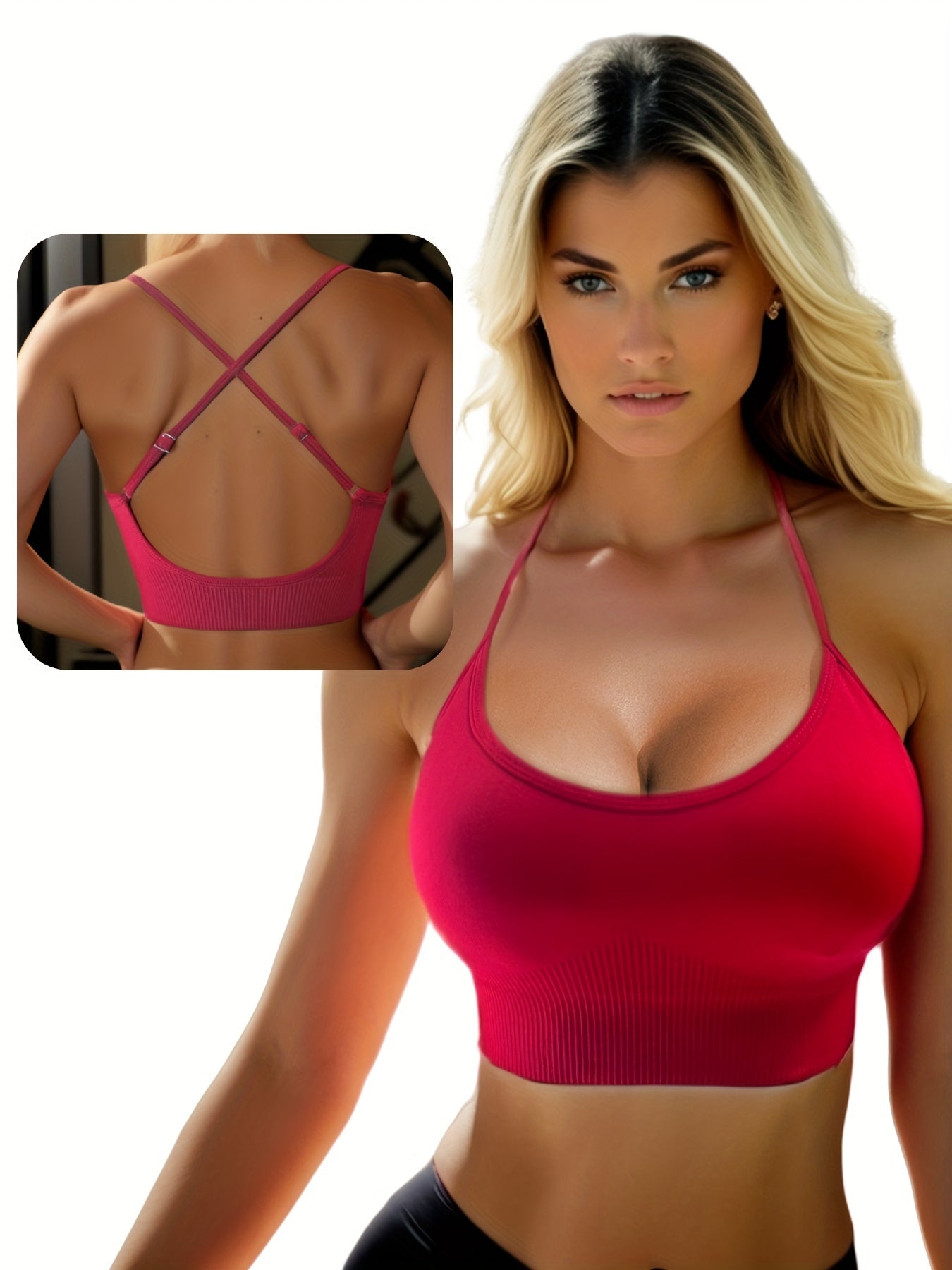 Women's Criss Cross Sports Bra Seamless Wireless Yoga Tops