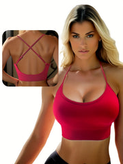 Women's Criss Cross Sports Bra Seamless Wireless Yoga Tops