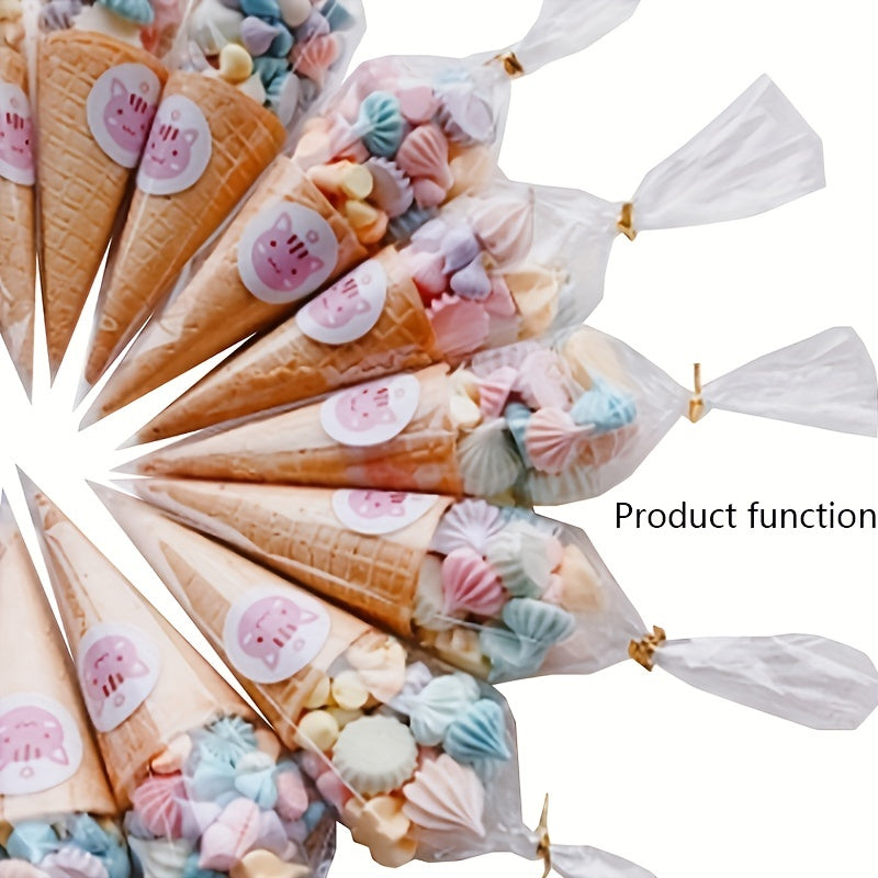 100pcs Clear Cello Treat Bags 6.3x30.99cm with Twist Ties