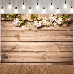 Wood Wall Photography Backdrop Spring Flowers 4x91 Birthday Party Photo Backgrou