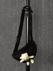 3pcs Teen Casual Pocket Front Hoodie & Pants & Sling Bag Set