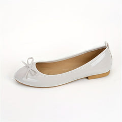 Women's Bow Ballet Flats Almond Toe Slip On Patent Leather Shoes
