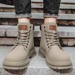Men's Combat Boots Lace up Walking Shoes Rugged Look