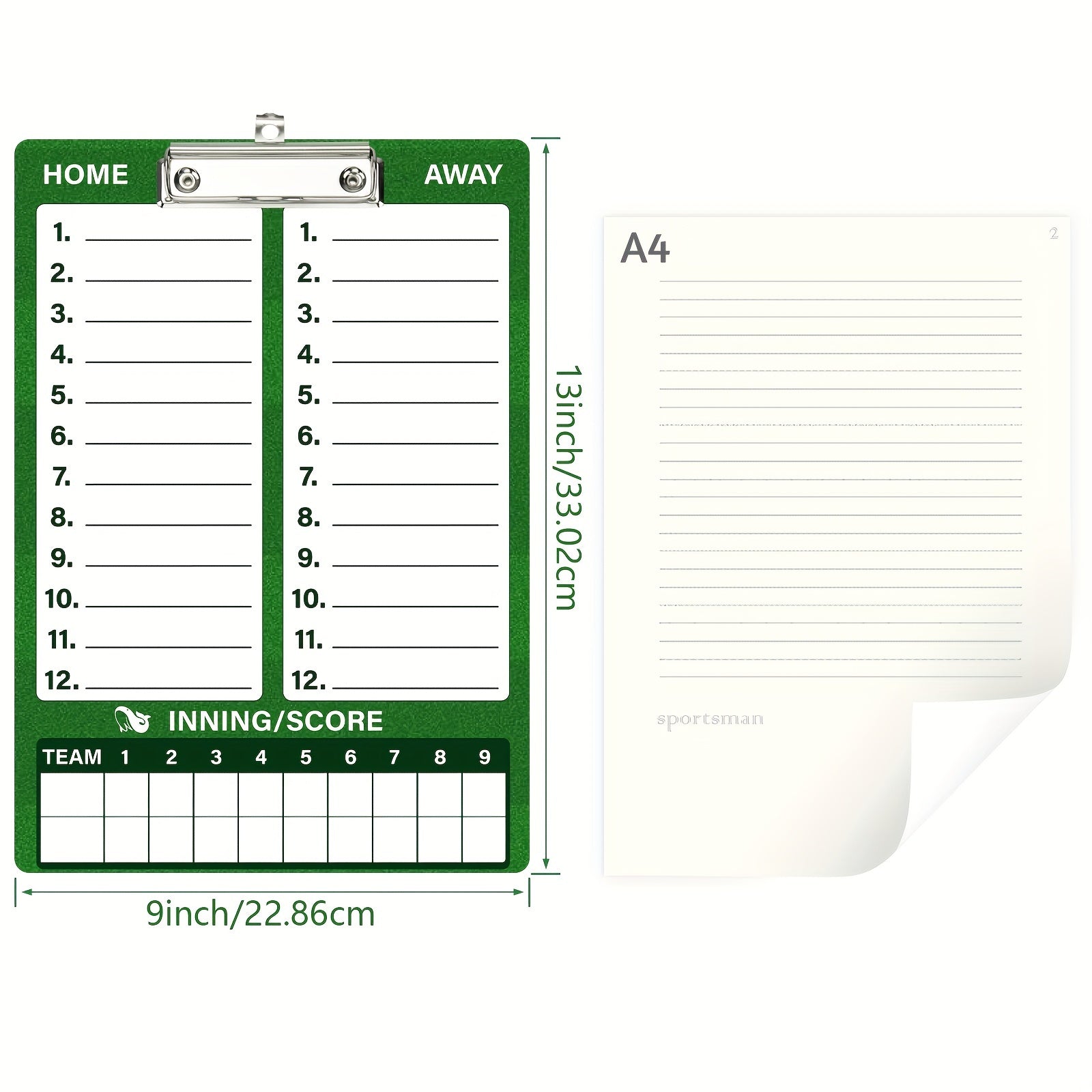 Dry Erase Coaches Clipboard with Baseball Coach Board & Marker