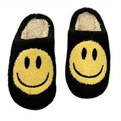 Women's Smile Face Plush Slippers Warm & Cozy Fuzzy Shoes