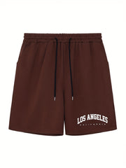 Men's LA Print Workout Shorts Active Stretch Sports Shorts