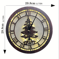 Children's Room Decoration Wall Clock LED Creative Light Retro Wooden Sign